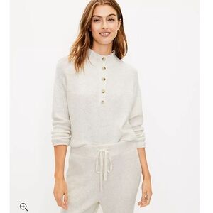 Lou & Grey Wafflestitch Henley Sweater - Medium - Charcoal